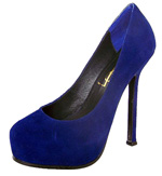 YSL Platform Suede high heel Pumps blue