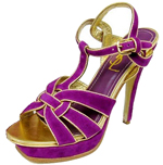 YSL Tribute Platform Suede high heel sandals Purple