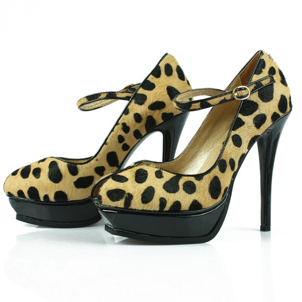 YSL leopard print platform high heel pumps