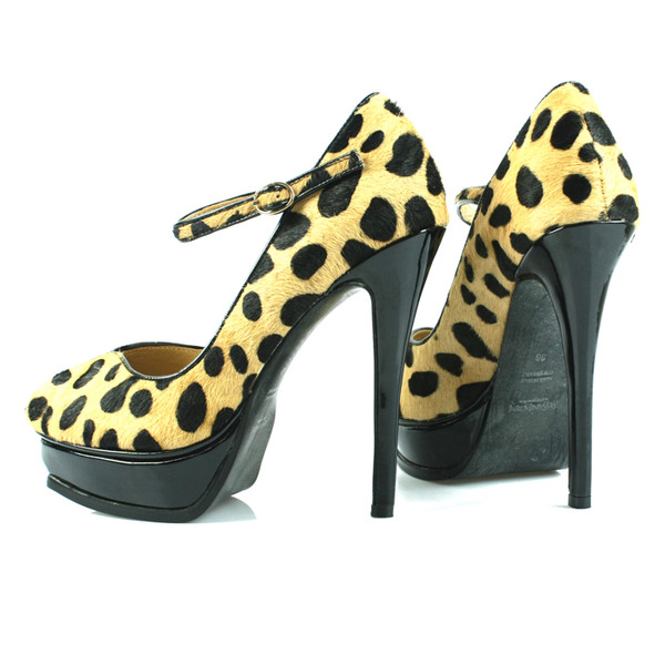 YSL leopard print platform high heel pumps