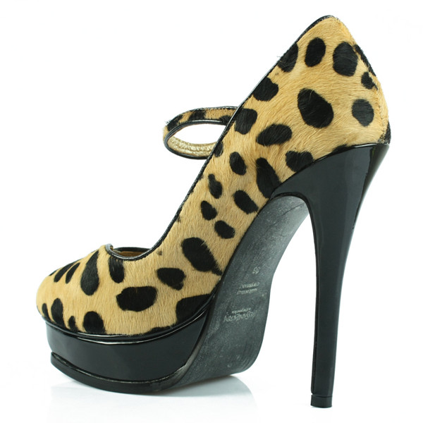 YSL leopard print platform high heel pumps