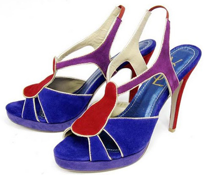 YSL suede high heel sandals multi-color 