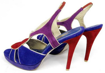YSL suede high heel sandals multi-color 