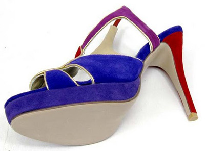 YSL suede high heel sandals multi-color 