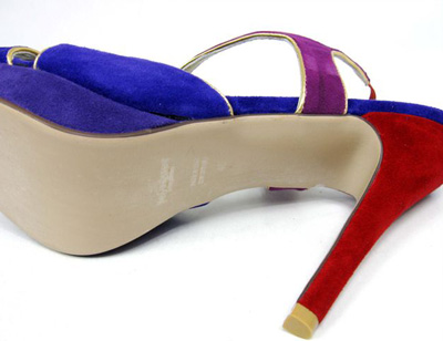 YSL suede high heel sandals multi-color 