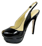 YSL patent V-shape toe slingbacks high heel Pump black