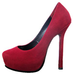 YSL platform suede high heel pump wine-red