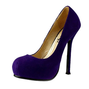 YSL round toe suede high heel sandals purple