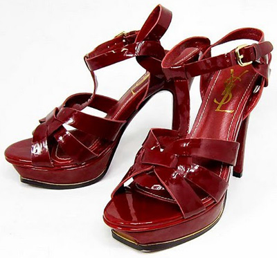 YSL vertiginous patent Tribute high heel sandals red
