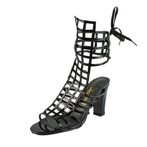 YSL sexy Platform Cage high heel Sandal Black