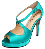 YSL sexy X-strap satin high heel sandals green