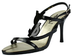 YSL sexy logo-displayed strapy high heel sandals black