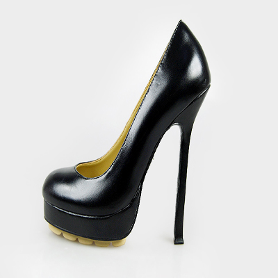 YSL sheepskin platform high heel pumps black