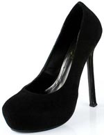 YSL classic suede round toe pumps black