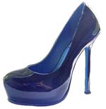 YSL varnish leather round toe pumps blue