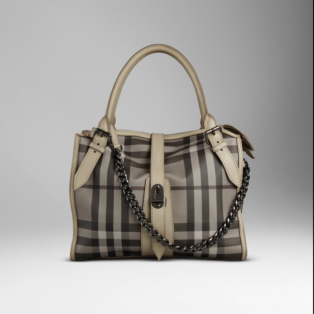 Burberry Media affumicato Verifica catena di Hobo Borsa 37664241