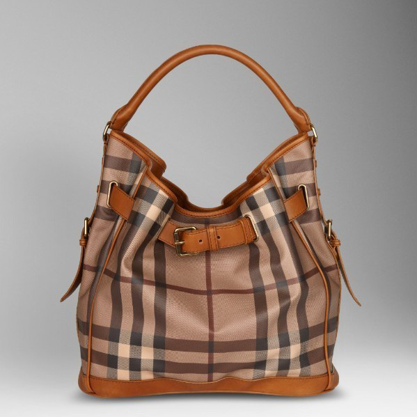 Burberry affumicato Controllare Media Hobo Borsa 37232391