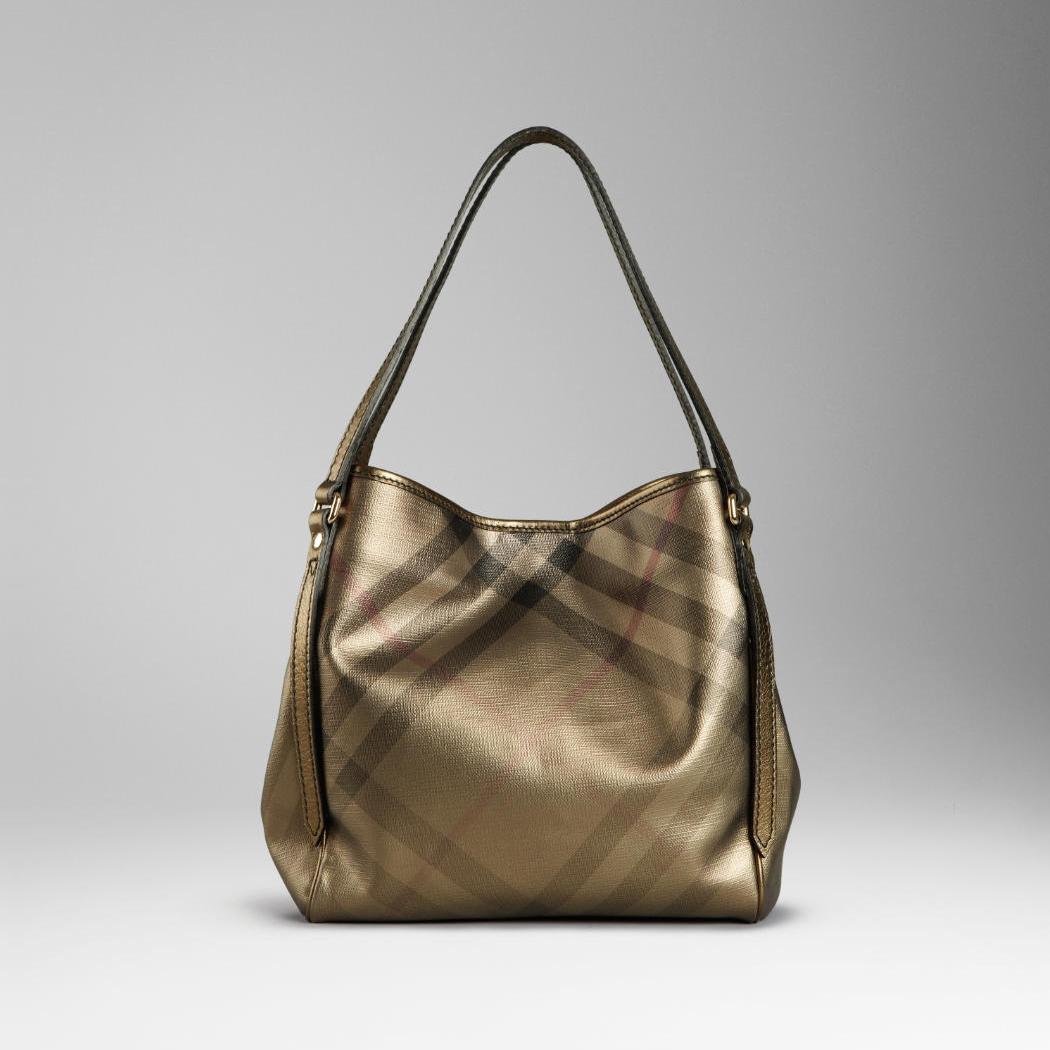 Burberry Media Metallic Tote Check 37869271