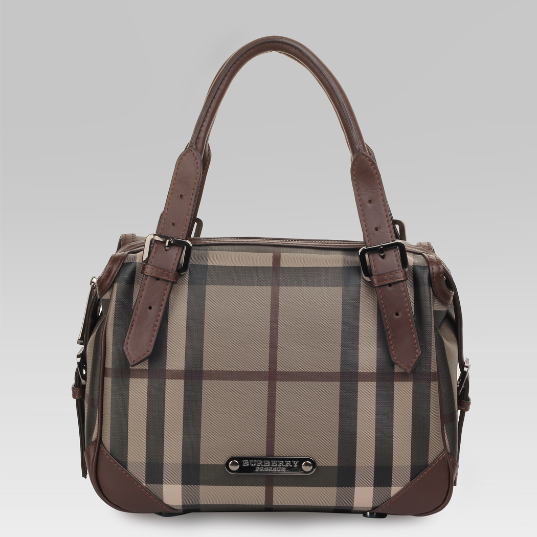 Burberry affumicato Controllare Coated Canvas Bowling Borsa 37638882