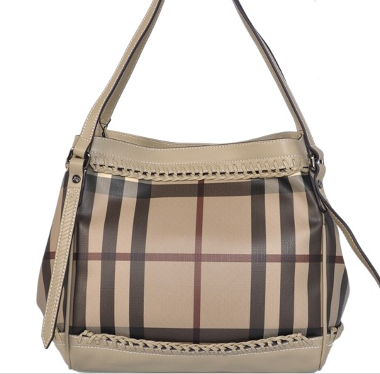 Economici prezzo Beige Nero Hay Market check Burberry borse Satchel