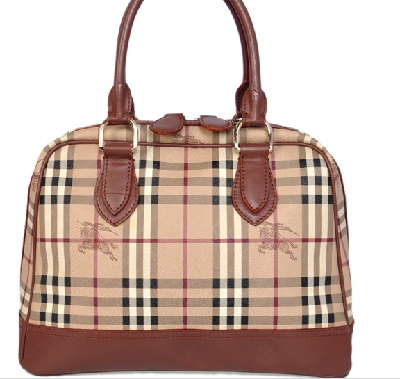 Economici Burberry Borse BURBERRY BRIT Controllato Borsa beige e rosso