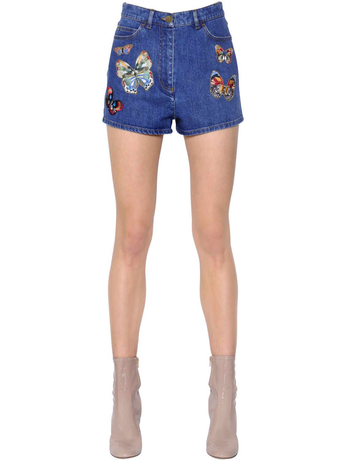 Valentino shorts in denim ricamato blu/multi donna abbigliamento,valentino borse tracolla,valentino abiti da cerimonia,outlet