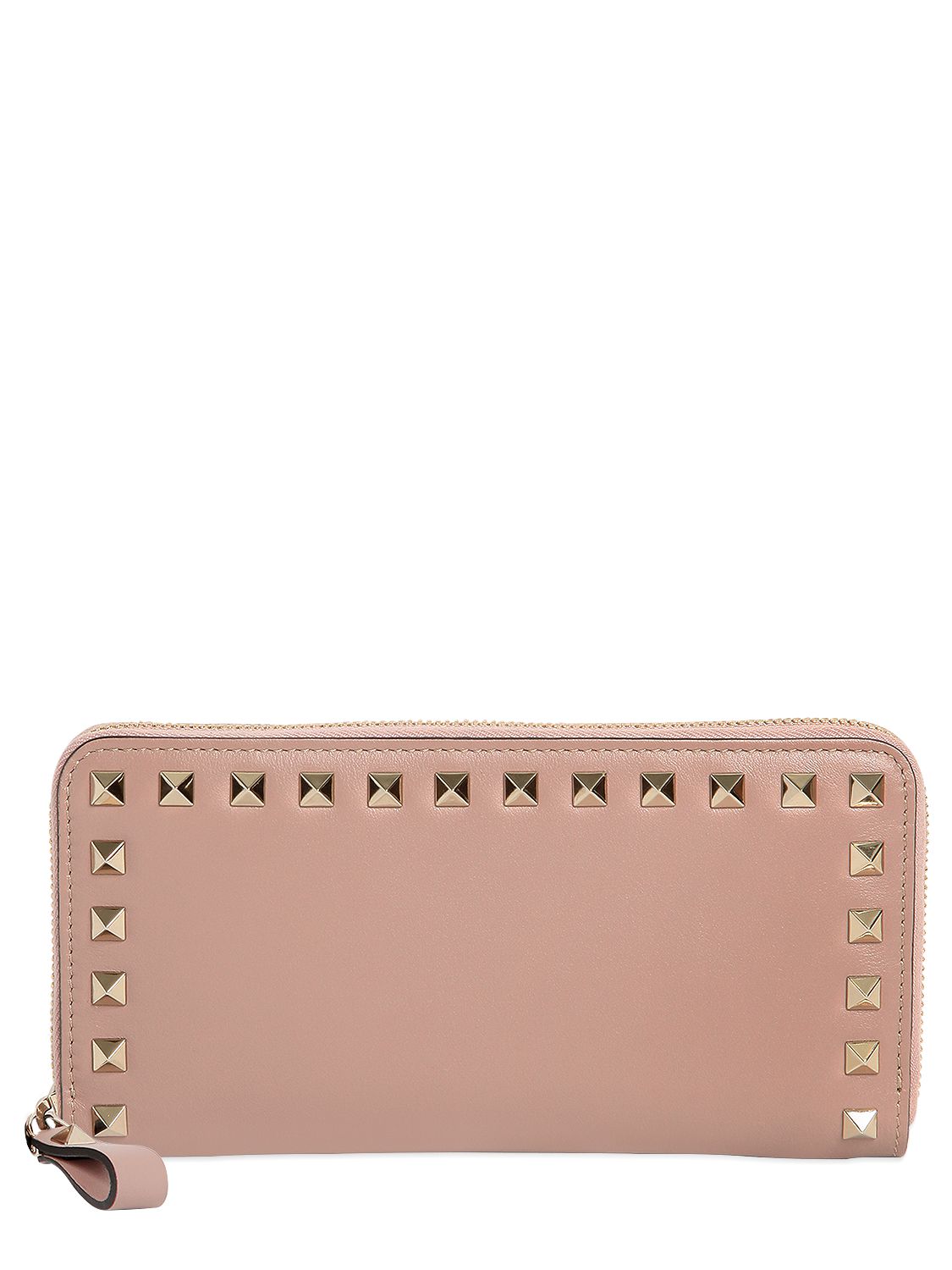 Valentino portafoglio "rockstud" in pelle con zip rosa cipria donna accessori,valentino abbigliamento vendita,valentino slingback,europa