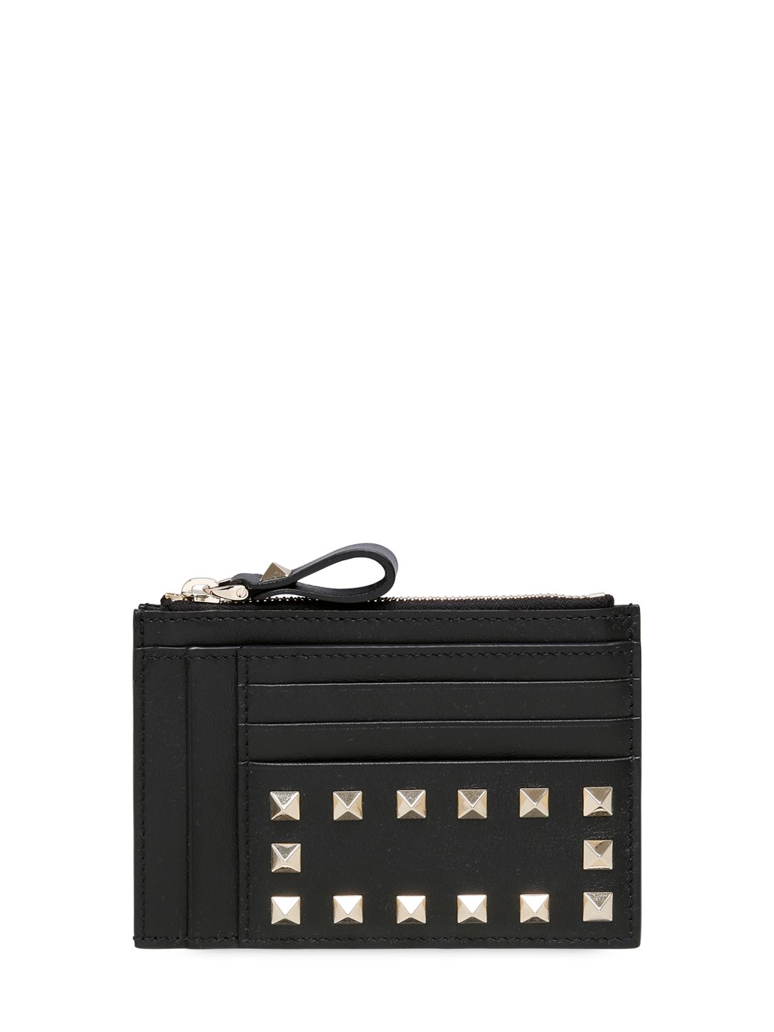 Valentino porta carte di credito "rockstud" in pelle con zip nero donna accessori,espadrillas valentino prezzo,valentino abiti da cerimonia,alta popolarità