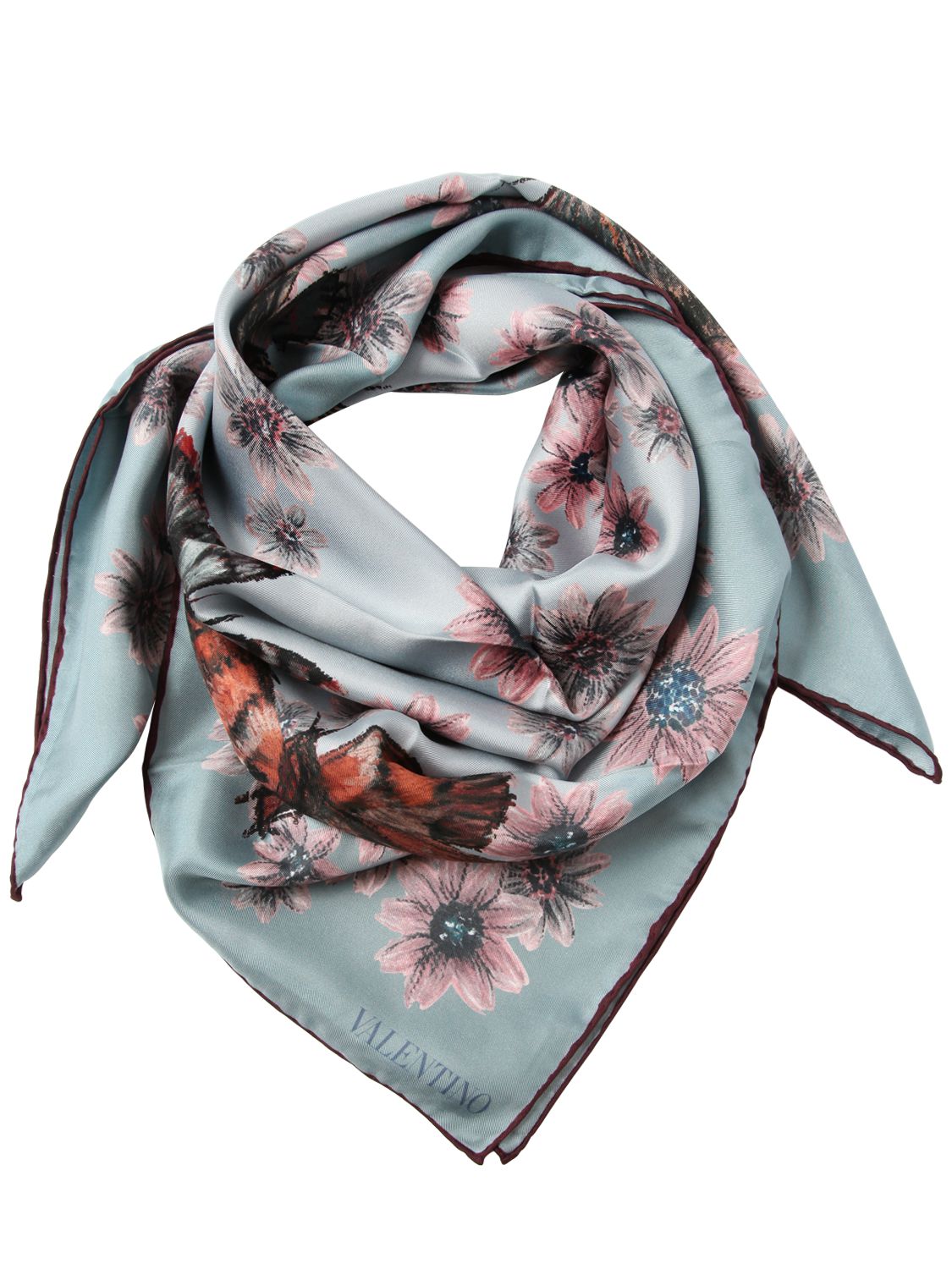 Valentino foulard "mariposa garden" celeste donna accessori,valentino tacchini,espadrillas valentino,Negozi