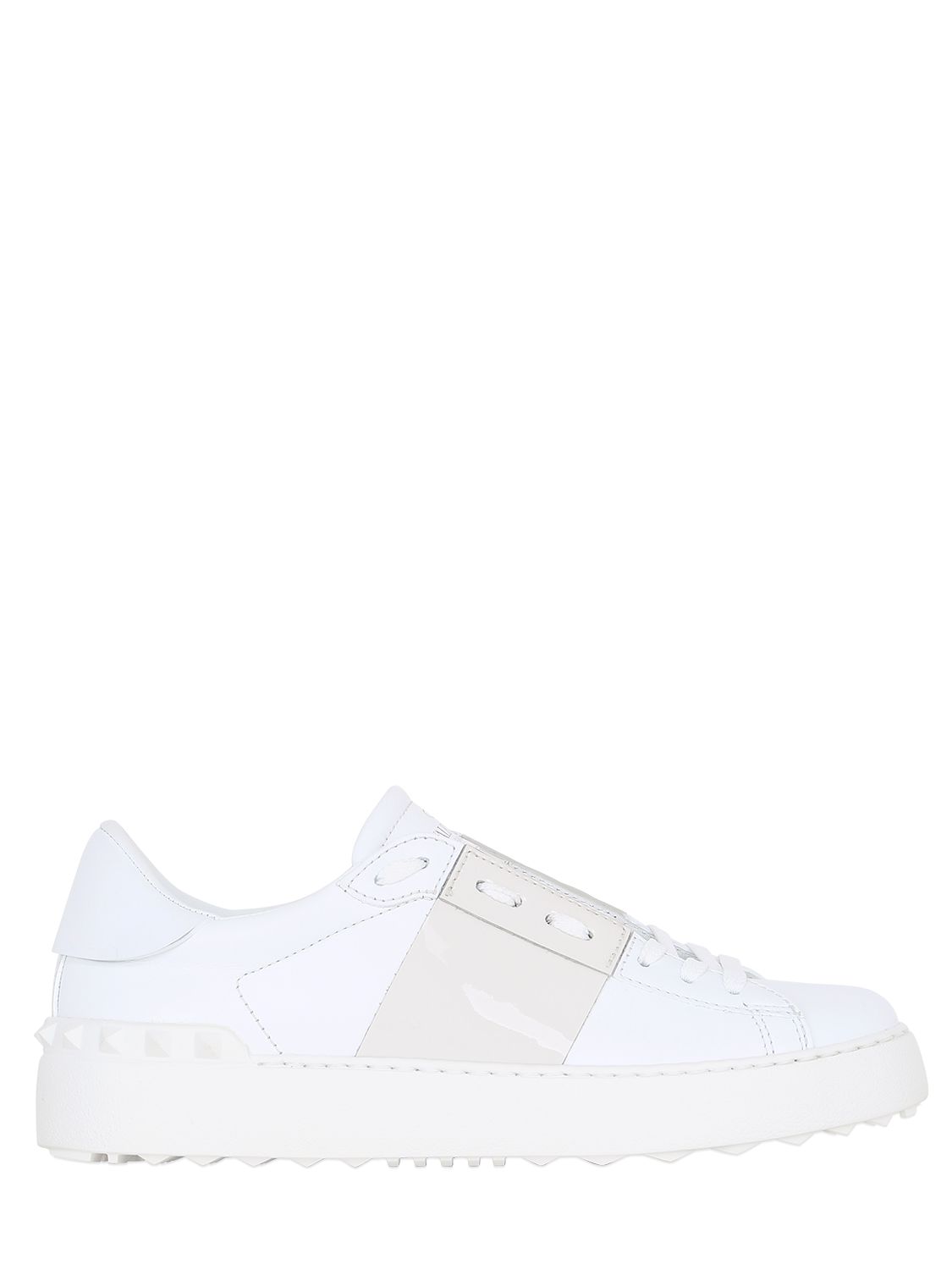 Valentino sneakers "open" in pelle con banda in vernice bianco/beige donna scarpe,valentino tubino nero,sandali valentino inspired,Vendere in perdita