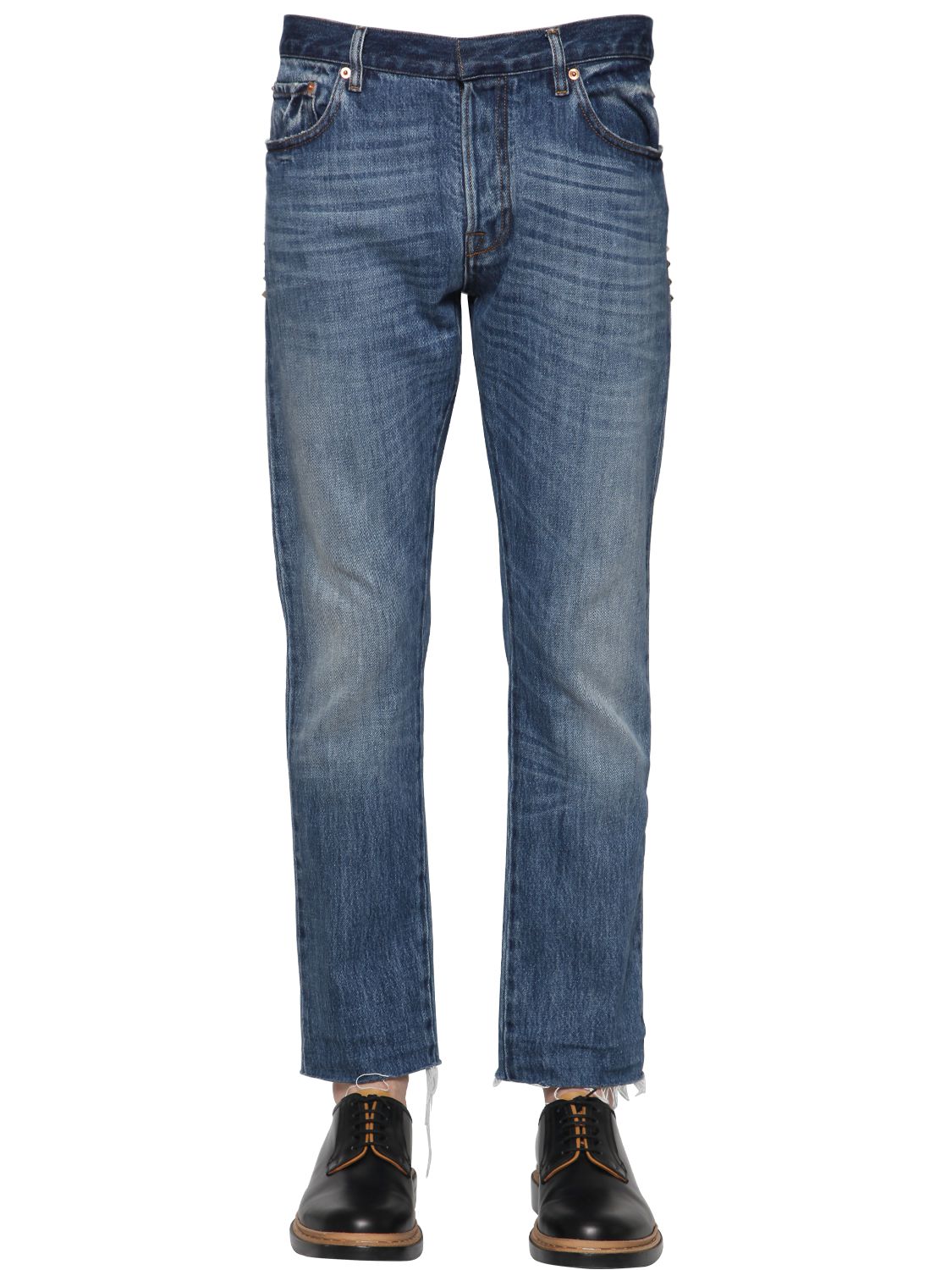 Valentino jeans con borchie e taglio vivo sul fondo 18cm denim uomo abbigliamento,valentino vestiti da sera,valentino tubino rosso,vendita