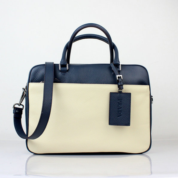 2013 Prada Bicolor Grana pelle di vitello Travel Bag VA1011 Bian