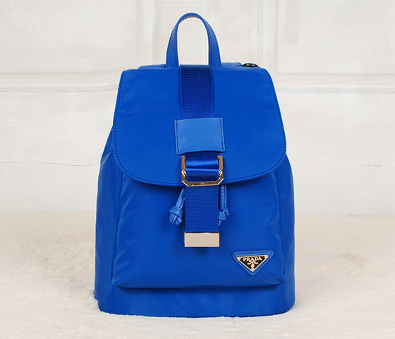 2014 Prada zaino in nylon 1562 Light Blue con finiture in pelle