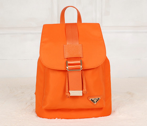 2014 Prada zaino in nylon 1562 arancione con finiture in pelle