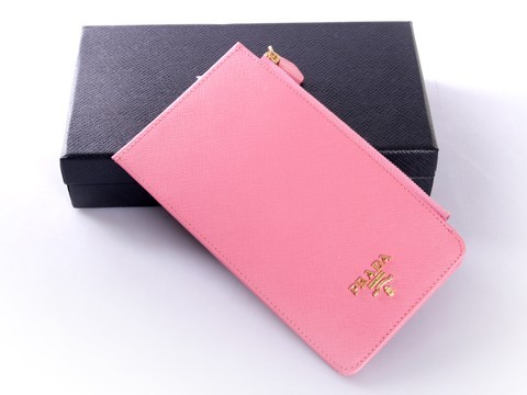 Prada Porta biglietti da visita BR3107 in rosa Saffiano Leather