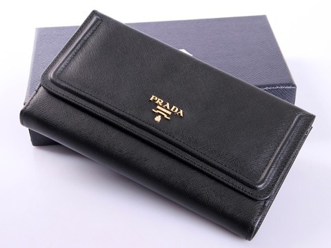 Prada Saffiano Telaio Portafoglio 1M1133A in Black Leather