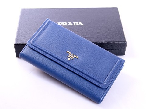 Prada Saffiano Telaio Portafoglio 1M1133A in pelle blu