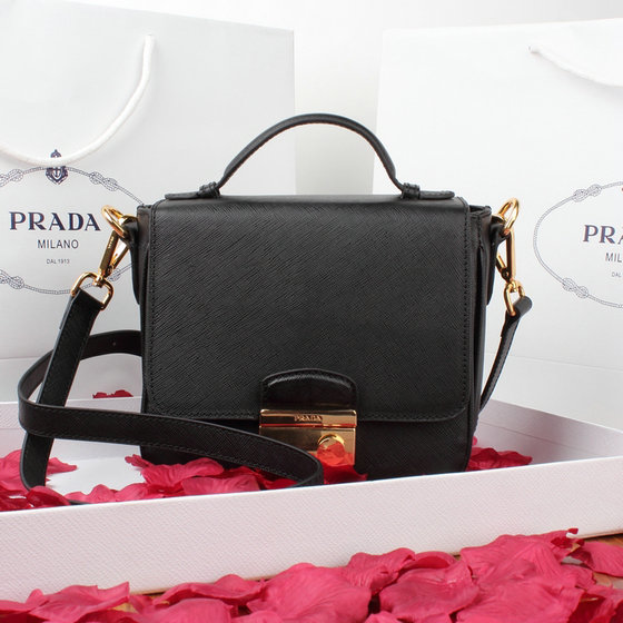 2013 Miglior Prada Saffiano Leather Cuir Mini Bag BT0965 in Blac