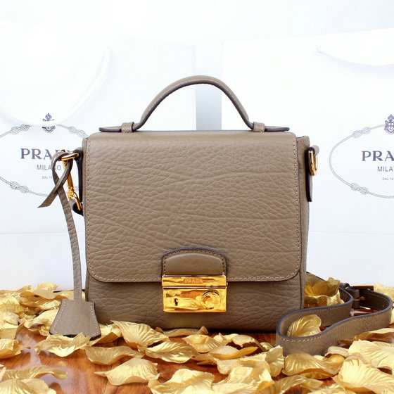 2013 Miglior Prada Grained Leather Mini Bag BT0965 in Khaki