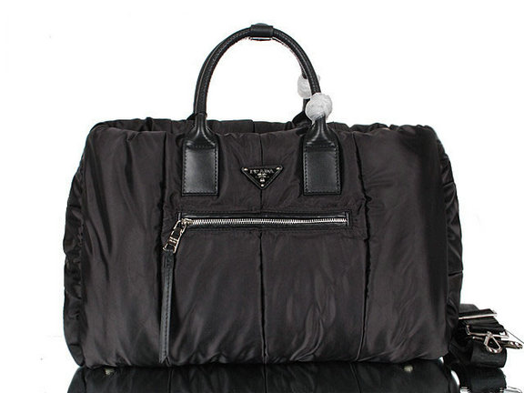 2013 Ultima Prada Bomber Tessuto Tote bn2635 in Black