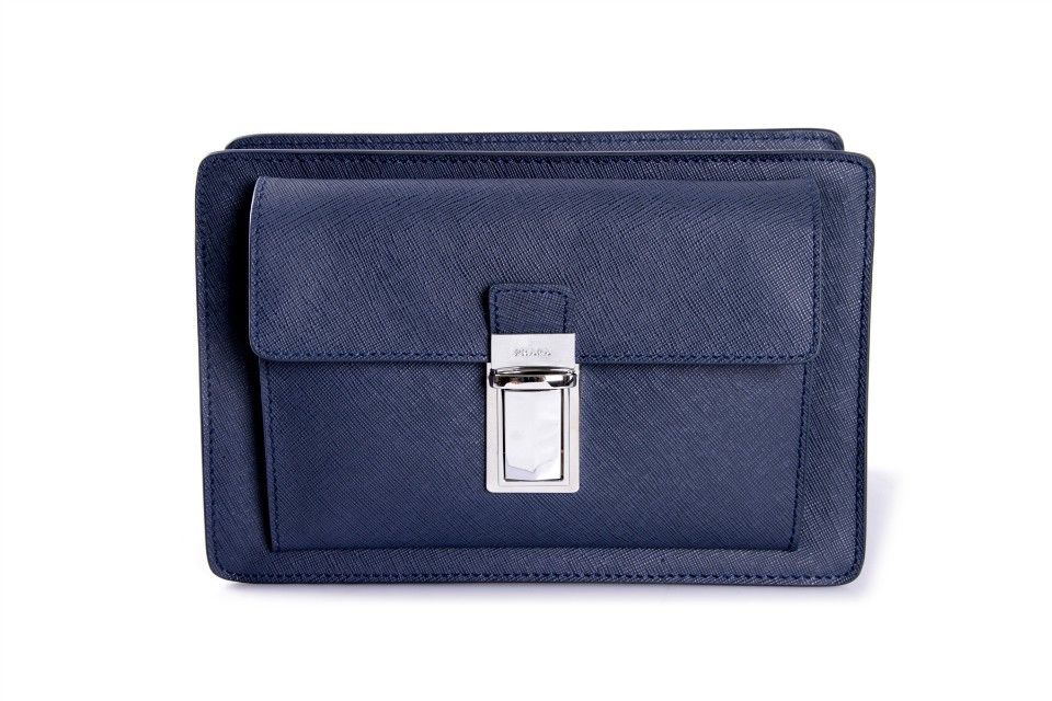 2013 Uomo Prada Saffiano Porta documenti VR0091 in Royalblue Pel