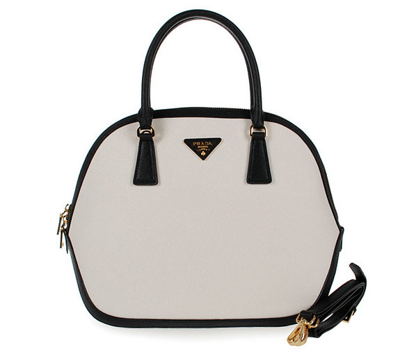 2013 Prada Saffiano Tote 6628 Nero/Bianco Cuoio