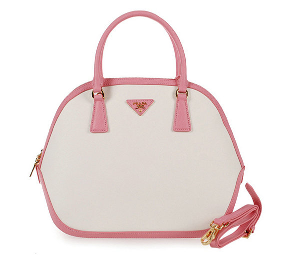 2013 Prada Saffiano Tote 6628 Cerise rosa/bianco pelle