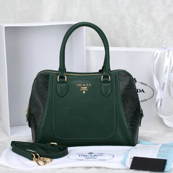 2014 Prada doppia zip Tote BN2282 in pelle verde