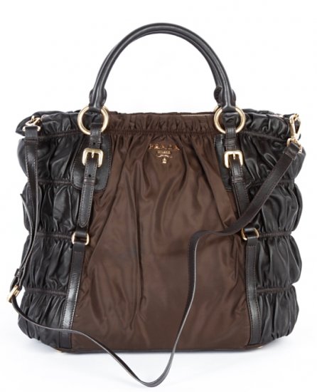 Prada Tessuto/Pelle Gaufre Shoulder Tote in BN1790 Rosolare