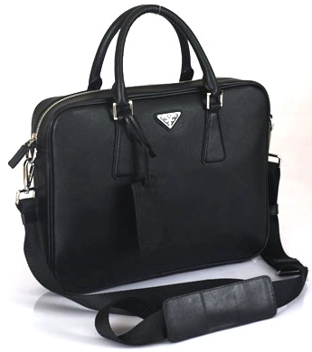 Prada Saffiano Leather Briefcase VA0791-Nero