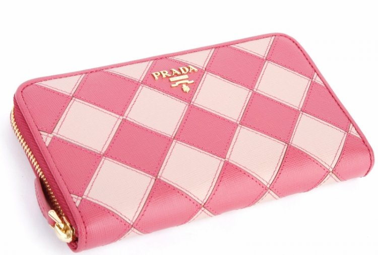 Prada Rombi Saffiano Portafoglio 1M0506 in Pink