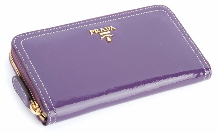 Prada in pelle verniciata Portafoglio 1M0506 in viola