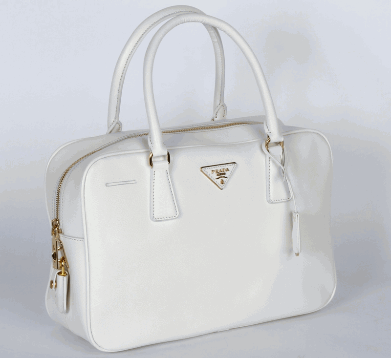 Prada Saffiano Cuoio Borsa Medico BL0094 in Bianco