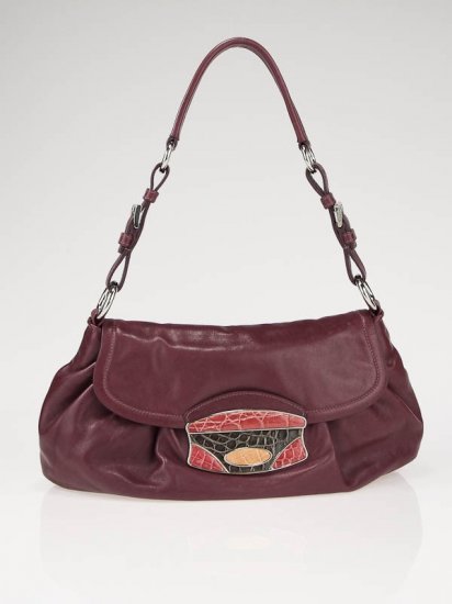 Prada Plum pelle e rettile S. Cocco Borsa